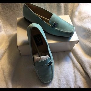 AJ Valcenia turquoise suede loafers 8M